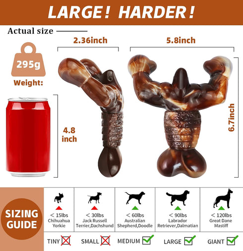 Dog Chew Toys for Aggressive Chewers, Tough Bacon Flavored Bone Toys for Medium/Large Breed Dogs