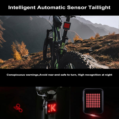 Intelligent Bike Tail Light with Smart Rechargeable LED, Automatic Direction and Brake Sensor for Enhanced Safety