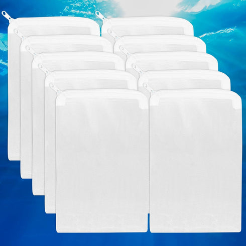 Segarty Filter Media Bags, 10PCS 11.7x7.8 Inch Nylon Mesh Bags with Plastic Zipper for Aquarium