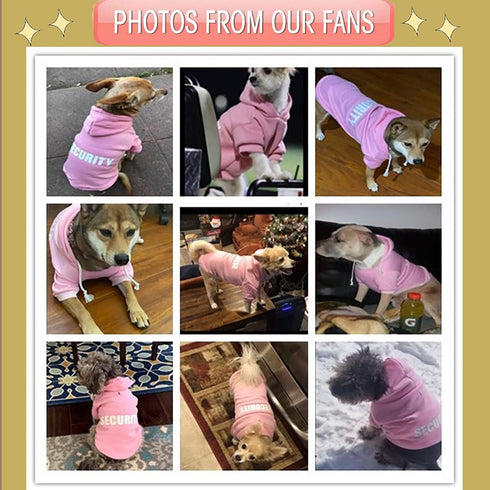Security Dog Hoodies, Winter Sweatshirt for Small, Medium, Large Dogs & Cats, Cotton, Pink, XXL