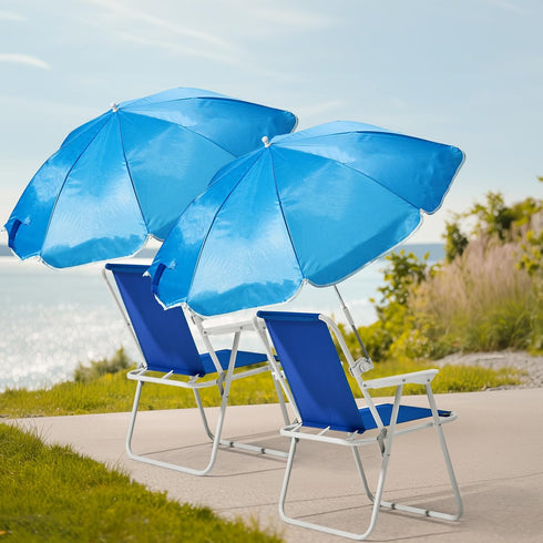 NAICKUC 360Canopy 265lbs, Folding Beach Chair with Umbrella, Outdoor Folding Chair Shade, Lightweight and Waterproof