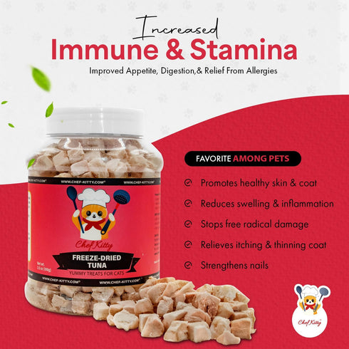 100% 3.5 oz Tuna Cat Treats, Wild Caught | Freeze Dried Dog Treats, High Protein | Grain-free, Single Ingredient Cat