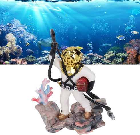 Zerodis Diver Aquarium Decoration, Floating Device Ornament for Fish Tank Accessories (White)