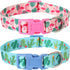 Spring Summer Dog Collar 2 Pack, Flamingos Cactus Print Hawaiian Collar for Medium Dogs, Boy Girl
