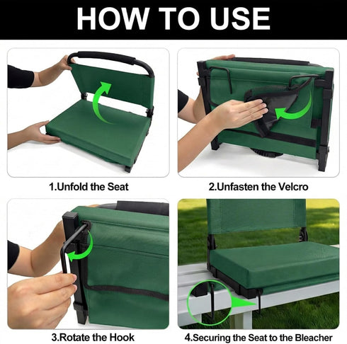 Siuzon Stadium Seats for Bleachers with Back Support, Folding Bleacher Seat for Sports Games, Concerts Floor Sport