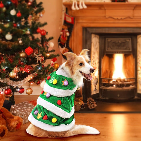 WORDERFUL Dog Christmas Tree Dress, Cute and Warm Dog Costume, XL