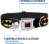 Dog Collar Seatbelt Buckle Batman Shield, Black Yellow, 15 to 26 Inches, 1.0 Inch Wide