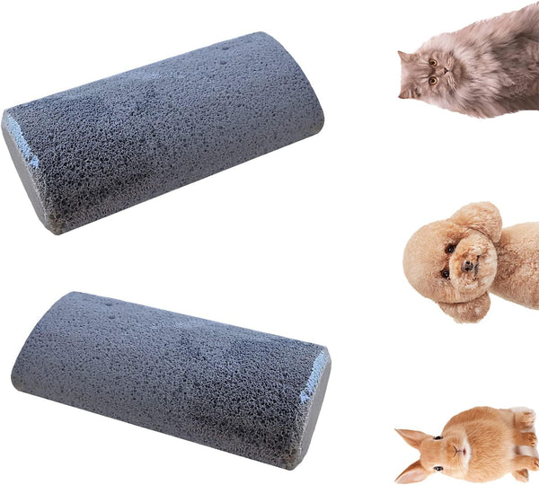 Pet Hair Remover Pumice Stone for Dog and Cat Hair Removal, Furniture, Couch, Carpet (2 Pack) Grey