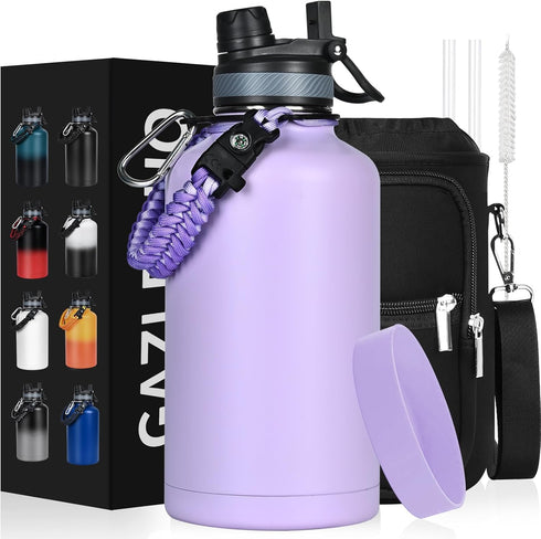 Insulated Water Bottle 64 oz, Half Gallon Cold Jug, BPA Free Stainless Steel with Straw/Chug 2-in-1 Lid