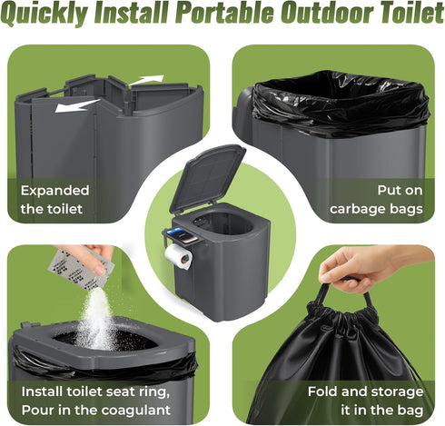 BALLA BALEIN Portable Camping Toilet Kit for Adults, Upgrade Travel Potty Seat with Lid Removable Paper Holder