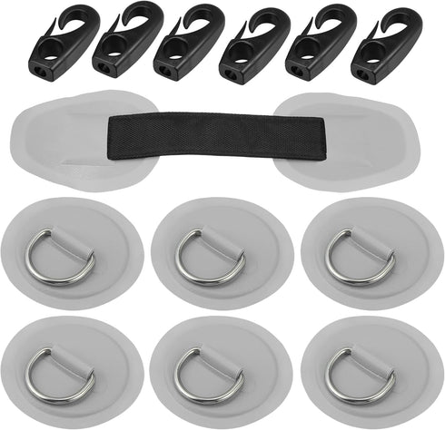 X AUTOHAUX 6pcs D Ring Patch, 8cm PVC Stainless Steel Round Shape Pad Set for Inflatable Boat Kayak Canoe Deck