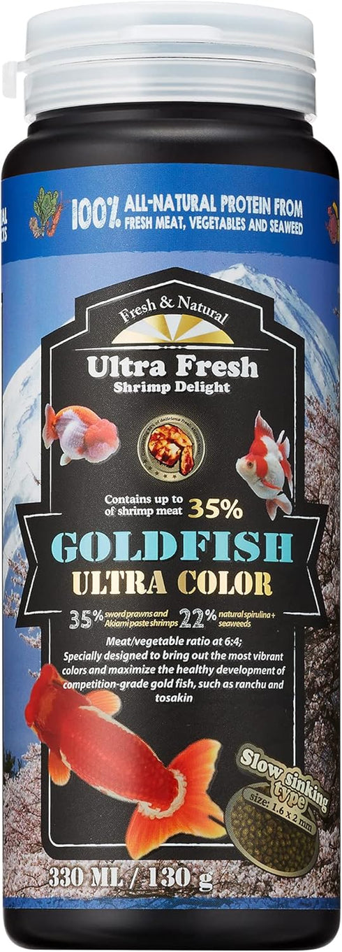 Ultra Fresh Sinking Goldfish Food, Color Enhancing, Balanced Diet, Slow Sinking Pellets, 4.6 oz