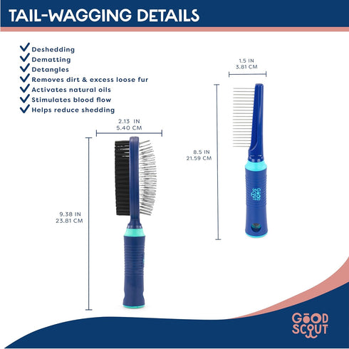 Good Scout 2-Piece Deshedding Tool Set, Cat & Dog Comb for Grooming and Matting