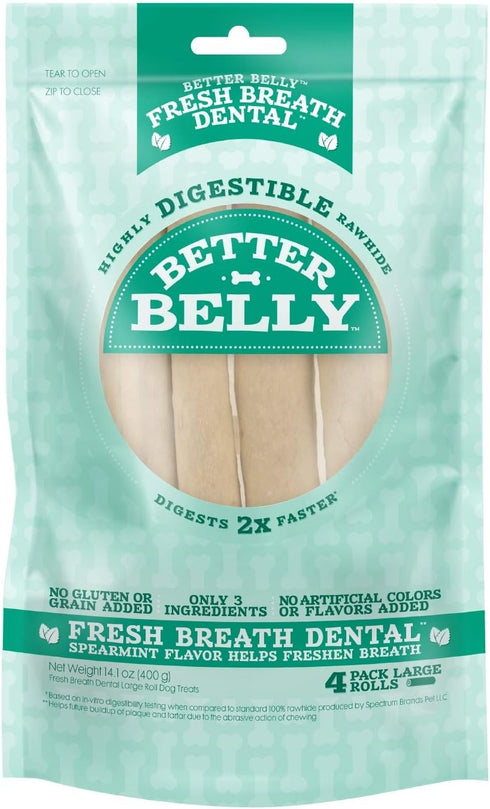 Better Belly Highly Digestible Rawhide Dental Chews, No Artificial Colors or Flavors