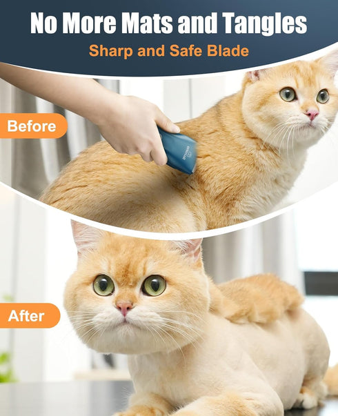 oneisall Pet Clipper for Cat Matted Hair, Pet Shaver for Cats Quiet Pet Clippers Waterproof Cordless Cat Clippers