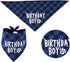 Dog Bandana Hat Scarf Set, Happy Birthday Banner with Cute Bow Tie Collar for Boy Girl Puppy, Classic Plaid Design