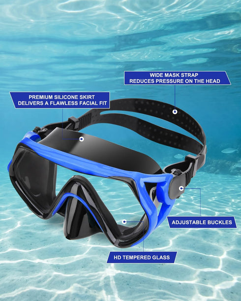 Set, Set Swimming Packages Snorkeling Gear for Adults, Dry Snorkel Mask Scuba Diving Snorkle mask Adult, Panoramic Wide