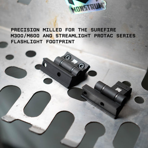 Monstrum Adjustable Scout Light Mount with Pivoting Plate, Compatible with Surefire M300/M600/Streamlight Protac