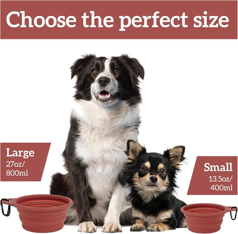 Large Collapsible Dog Bowls, 2 Pack 27oz/800ml Premium Silicone Portable Travel Feeding Bowls