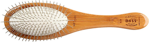 Style & Detangle Pet Brush - Alloy Pin with Pure Bamboo Handle, Medium Oval, Dark Finish, Model A9-DB