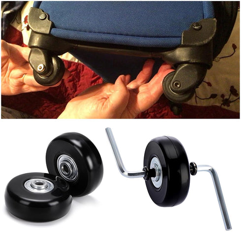 OwnMy 45mm x 18mm Luggage Wheels Replacement Set of 4, Mute Suitcase Replacement Wheels with Black Screws, Axles,