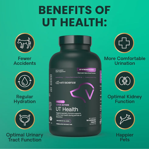 VetriScience Laboratories UT Strength STAT for Dogs, Urinary Tract Support, 90 Chewable Tablets