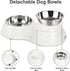 Double Dog Bowl Set, Two 6.9 fl oz Stainless Steel Bowls & Elevated Base, Ideal Feeding Solution for Small to Large Pets