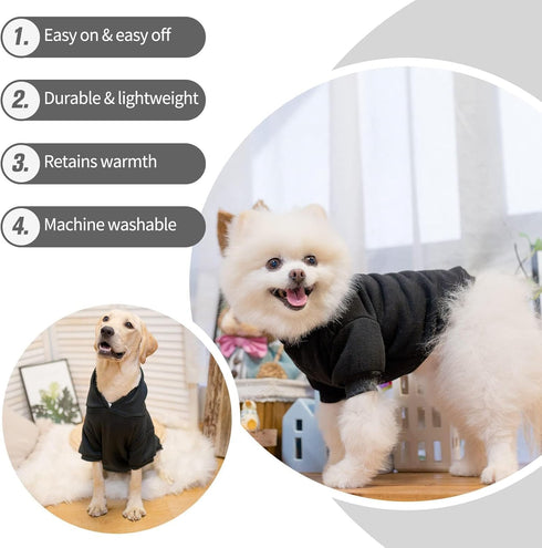BINGPET Dog Hoodies - Fleece Lined Fall Sweatshirt for Small Medium Large Dogs & Cats