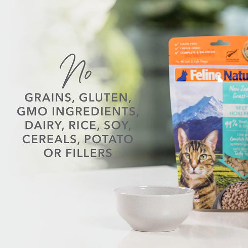 Feline Natural High Protein Dry Cat Food, Freeze-Dried Diet with 98% Meat, Lamb & King Salmon, 3.5oz
