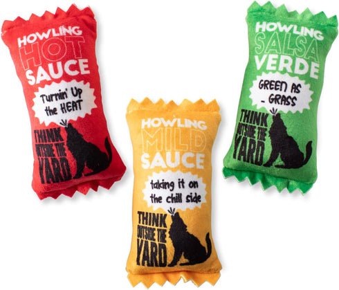 Fringe Studio Plush Dog Toy, Howling HOT Sauce, 3 Piece Set for Small Dogs, Wagsdale Collection (289510)