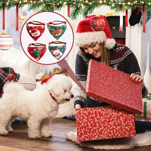 Christmas Dog Bandanas, Adjustable Pet Christmas Triangle Scarf Stylish Breathable Dog Bib with Buckle Design for Fall