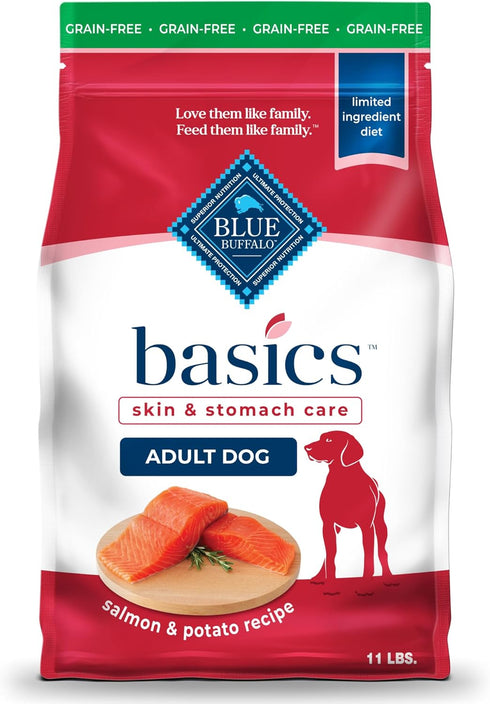 Blue Buffalo Basics Grain-Free Dry Dog Food, Salmon Recipe, Limited Ingredient Diet, 11-lb. Bag for Adult Dogs