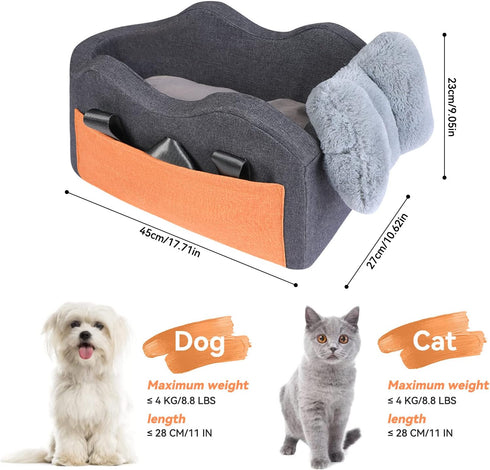 Dog Car Seat for Small Dogs, Center Console Booster Seat for Car, Puppy Car Seat (Dark Gray)