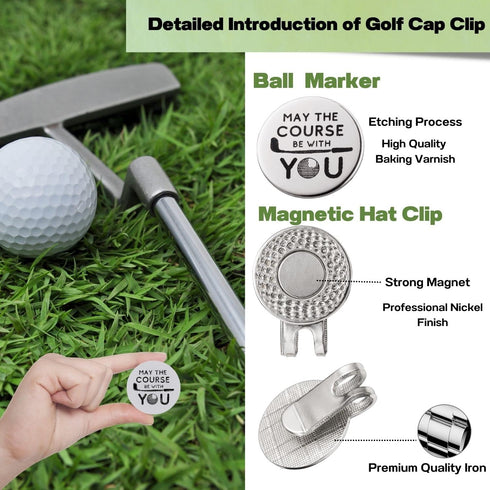 Funny Golf Ball Marker with Magnetic Hat Clip, Perfect Gift for Men or Women - Golf Accessories for Men or Women, Silver