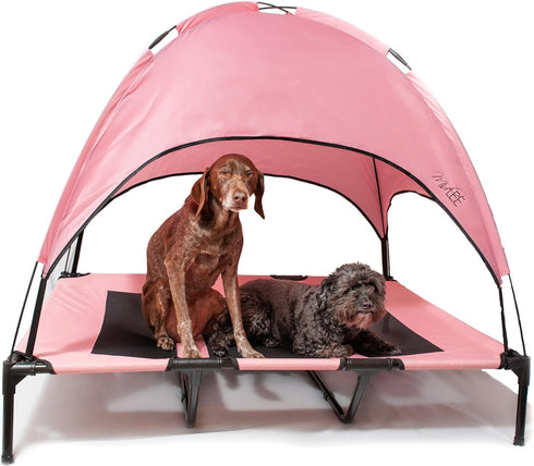 Midlee Pink Dog Cot Bed with Canopy, Large - 30" x 36"