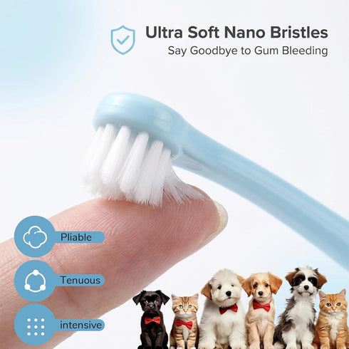 Josojoou 4PCS Packaged, Small Dog Toothbrush, Mini Head Soft Pet Toothbrush, Ergonomic Cat Tooth Brush for Puppies
