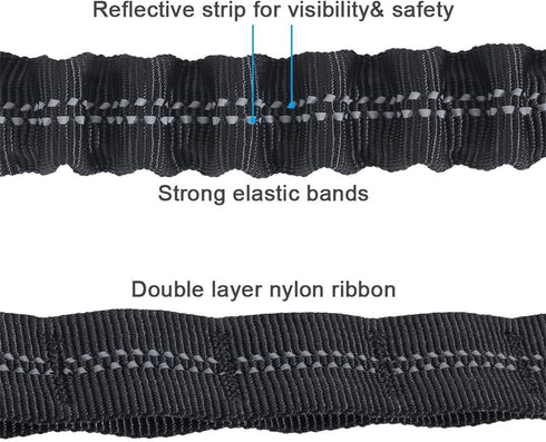 EXCELLENT ELITE SPANKER Tactical Military Dog Leash, Space Aluminum Hook Clips, Elastic Bungee Rope with 2 Handles