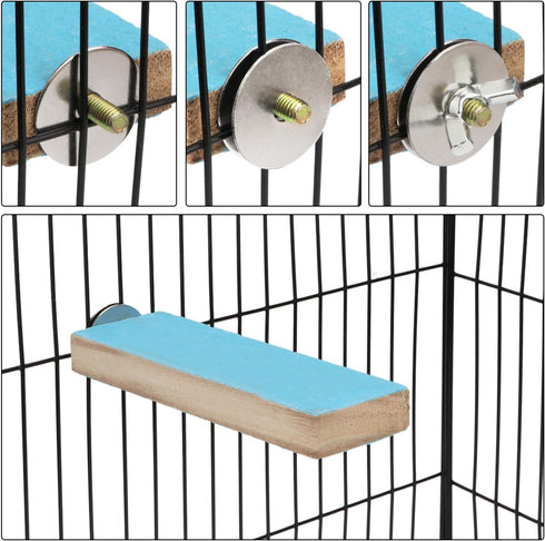Parrot Wooden Perch Platform Playground for Macaw, African Greys, Budgies, Cockatiels, Random Color Cage Accessories
