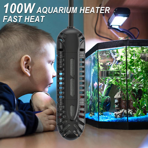 HiTauing Aquarium Heater, 100W Fish Tank Heater with LED Digital Display, Submersible with 5 Safety Protection, 10-20