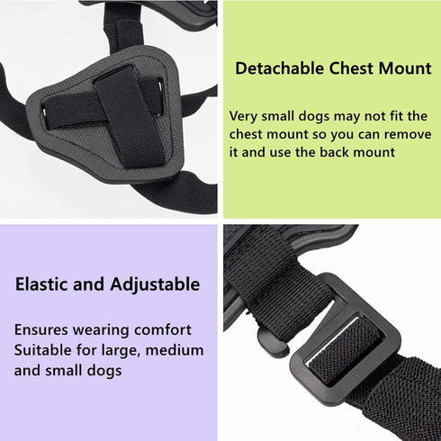 Dog Harness Mount for Gopro, Adjustable Soft Vest with 2 Mounting Bases for Gopro Hero, for Small Medium Large Dogs