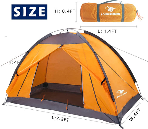 Single Backpack Tent 7.2 × 4 × 4 Feet, Waterproof Camping and Hiking Tent for One Person, Light and Durable