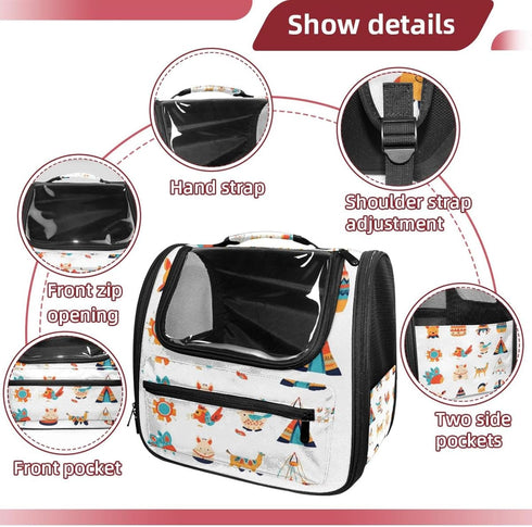 Backpack Backpack Bohemian Baby Icons Cat Carrier, Breathable Cat Carrier Large Space Bubble Pet for Kitty Small Dog