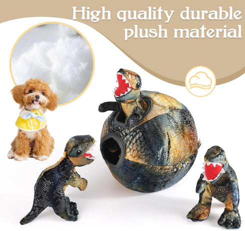 IFOYO Squeaky Dog Toys, Dinosaur Puppy Toys, Plush Interactive Dog Toys for Small Medium Dogs, Enrichment Hide and Seek