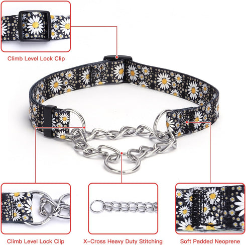 Martingale Collar, Training Dog Collar with Stainless Steel Chain, No Pull Design for Large Medium Small Dogs (L,