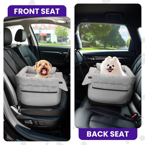 25 lbs BurgeonNest Dog Car Seat for Small Dogs up to - Washable Pet Booster Seat with Safety Leash & Storage Pockets