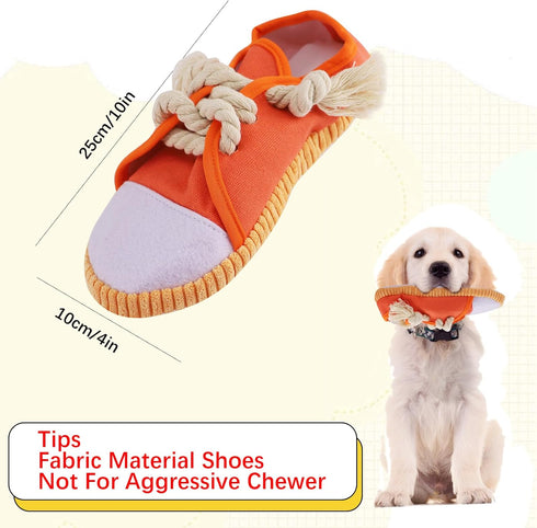 vocheer Dog Chew Toy, Durable Teething Shoe Interactive Squeaky Toy for Small Medium Breze, Machine Washable (Orange)