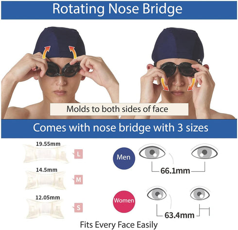 Unisex V-640asa Fitness Swim Goggles with Curved Lens