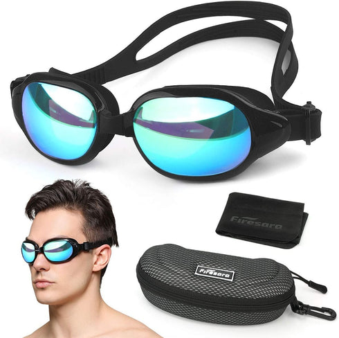 Firesara Swim Goggles - No Leaking Large Frame Wide View Pool for Women Men