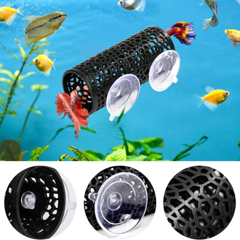 Quaziret 1Pc 4 Inch, Betta Tunnel, Betta Fish Toys with Suction Cups, Betta Hideout Tube for Small Fish, Shrimp