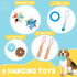 8 Hammock Puppy Play Gym with Hanging Toys, Indoor Puppy Jungle Gym with Interactive Dog Enrichment Toys.PVC Frame